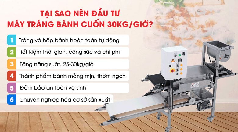 5 Lý do nên đầu tư máy tráng bánh cuốn công nghiệp Lợi ích khi đầu tư máy tráng bánh cuốn công nghiệp