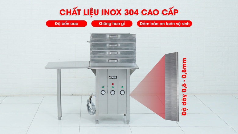 100% Chất liệu inox 304 cao cấp, độ dày 0,6-0,8mm 100% Chất liệu inox 304 cao cấp, độ dày 0,6-0,8mm