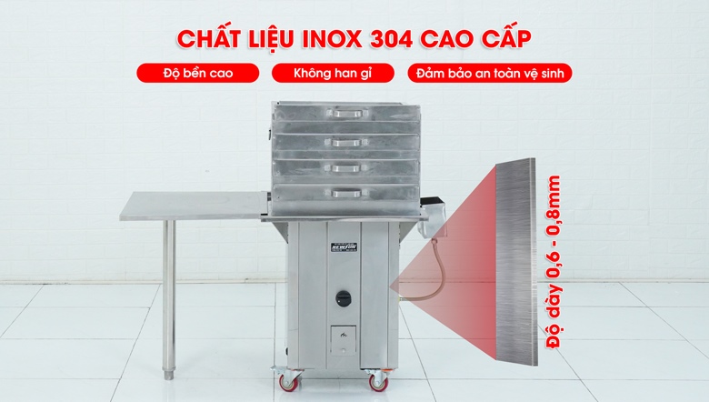 100% Chất liệu inox 304 cao cấp, độ dày 0,6-0,8mm 100% Chất liệu inox 304 cao cấp, độ dày 0,6-0,8mm