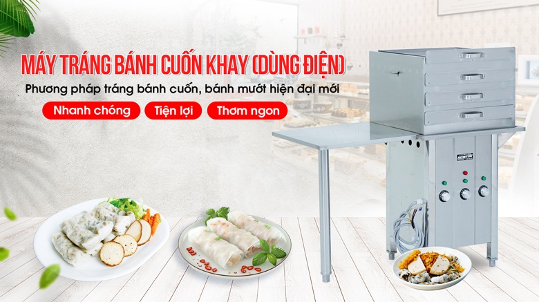 Máy tráng bánh cuốn khay điện - Giải pháp tráng bánh nhanh, ngon, tiện lợi Máy tráng bánh cuốn khay điện - Giải pháp tráng bánh nhanh, ngon, tiện lợi