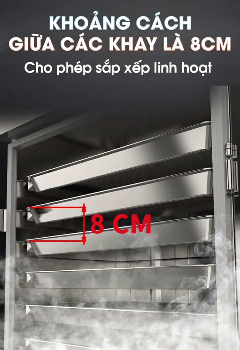 Tủ nấu cơm công nghiệp 60 khay 2M60-DT Dung tích 1984 lít – Hấp trọn 60 khay trong một lần vận hành