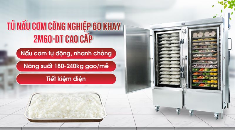 Tủ nấu cơm công nghiệp 60 khay 2M60-DT Tủ nấu cơm công nghiệp 60 khay 2M60-DT
