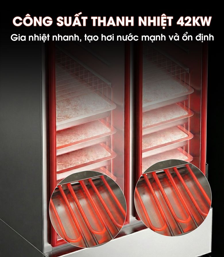 Tủ nấu cơm công nghiệp 60 khay 2M60-DT Công suất 42kW